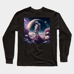 Astronaut on a flower planet Long Sleeve T-Shirt